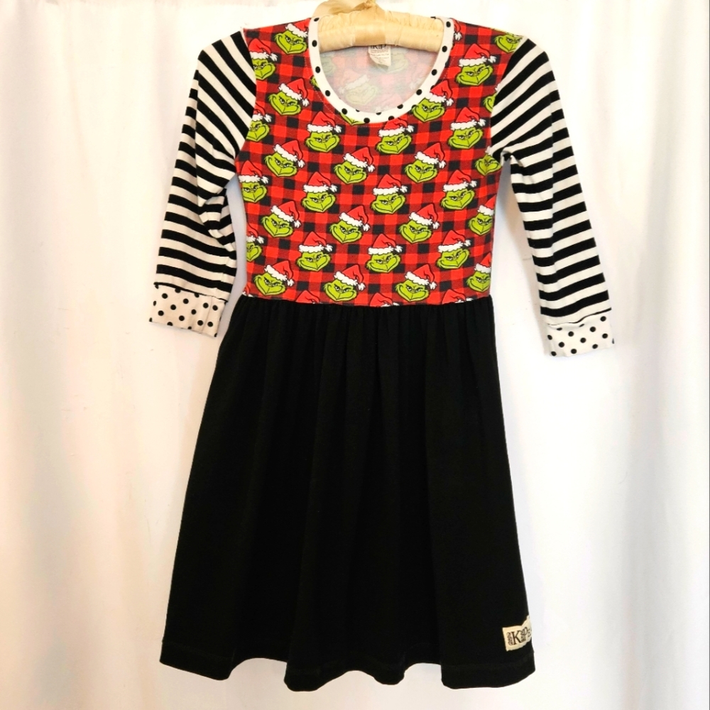 K Pea~Boutique~ Girls Grinch dress~Size 10~Made in USA~Christmas‎